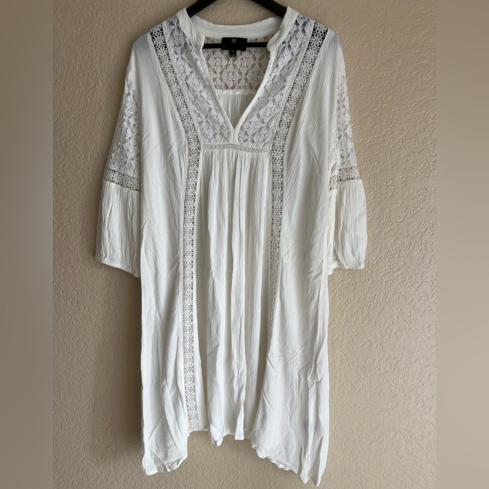 Teal Cream Lace Dress Size M